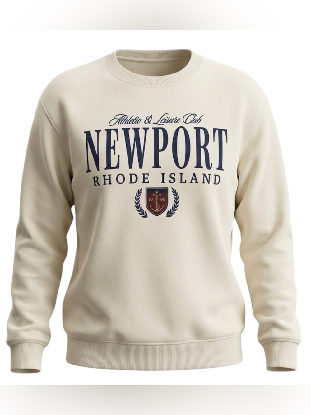 Hollister Women Newport Rhode Island Crewneck Sweatshirt Cream Size XL